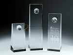 Crystal Tower Plaque w. Globe - S
